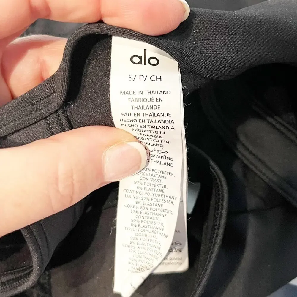 Alo Airlift Winter Warm Cropped Supermoto Tank Top Black Small